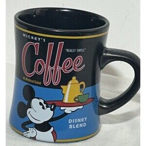Disney Blend Coffee Mug “Really Swell” Theme Parks Black Blue 16oz Holiday Gift